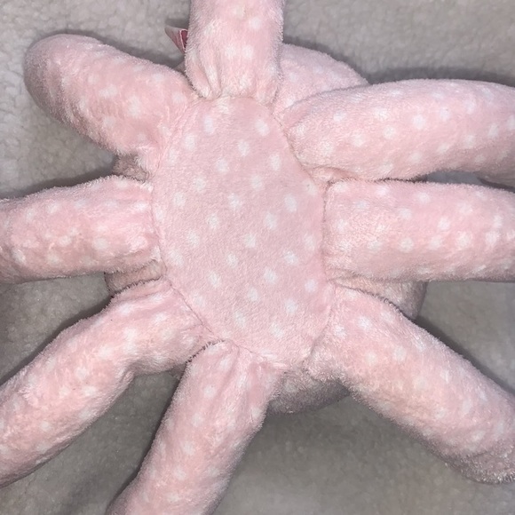 Octopus plush lovey 12" Mrs Sock T Pus pink polks dot rattle crinkle sewn eyes - Picture 7 of 8